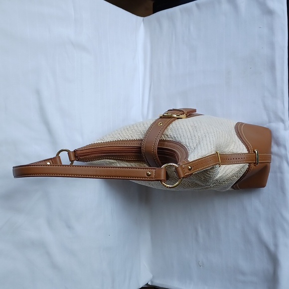 Chaps Rafia & Faux Leather Shoulder Bag - Picture 9 of 16